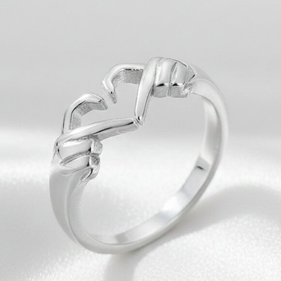 Source Unknown Jewelry - Silver Romantic Hand Heart Palm Gesture Open Adjustable Fashion Ring NWOT
